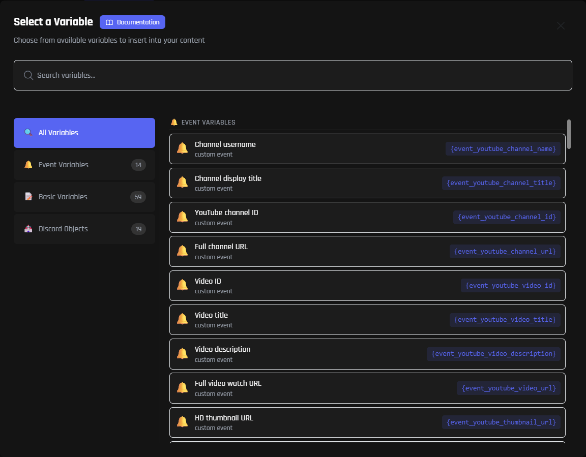 Video Data Variables